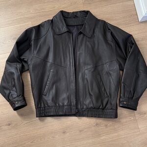 Men's Chocolate Brown Leather Bomber  Jacket